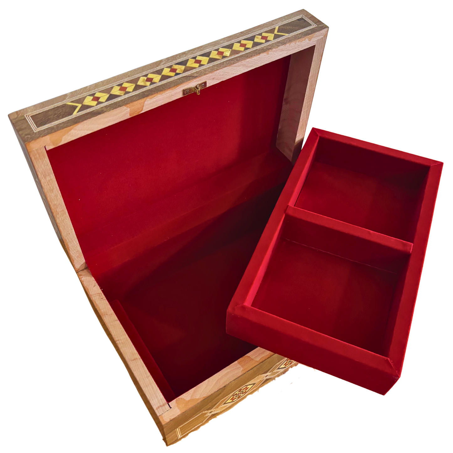 صندوق مجوهرات موزاييك دمشقي مع قفل – تحفة فنية يدوية فاخرة