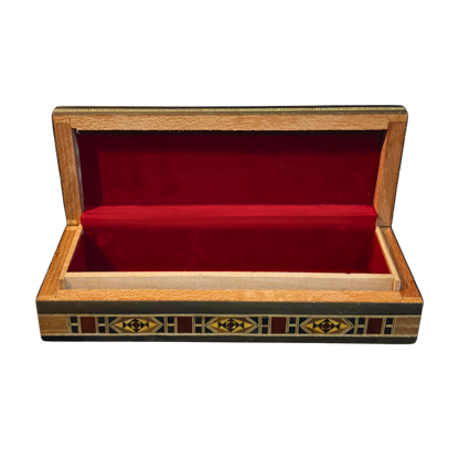 Damasceńskie Pudełko na Biżuterię, Pióra i Różaniec – Ręcznie Wykonane