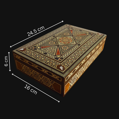 صندوق مجوهرات دمشقي قديم 1970 – مطعّم بالصدف الطبيعي