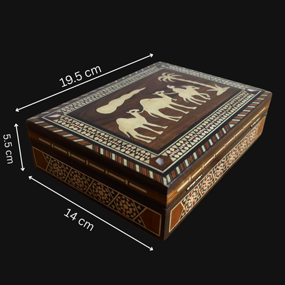 1970’ler Vintage Şam Deve Mozaik Kutusu – El Yapımı Suriye Sanatı