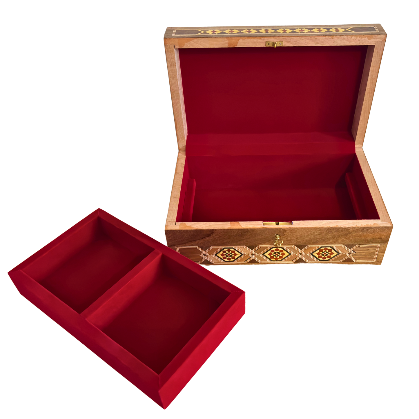 صندوق مجوهرات موزاييك دمشقي مع قفل – تحفة فنية يدوية فاخرة