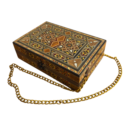 حقيبة يد موزاييك دمشقية مطعّمة بالصدف – أناقة شرقية فاخرة