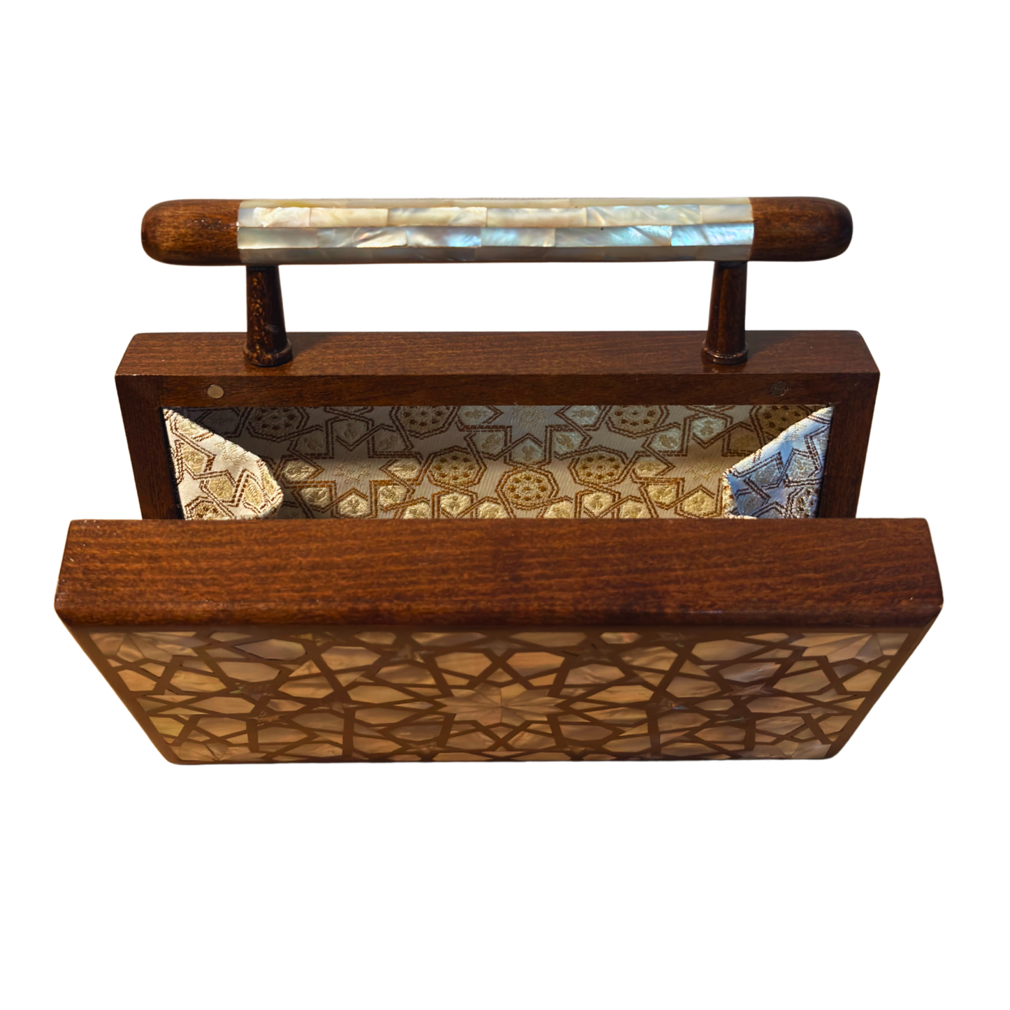 Falak – Clutch Damascena di Lusso con Madreperla e Interno in Broccato