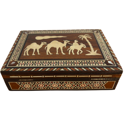 1970’ler Vintage Şam Deve Mozaik Kutusu – El Yapımı Suriye Sanatı