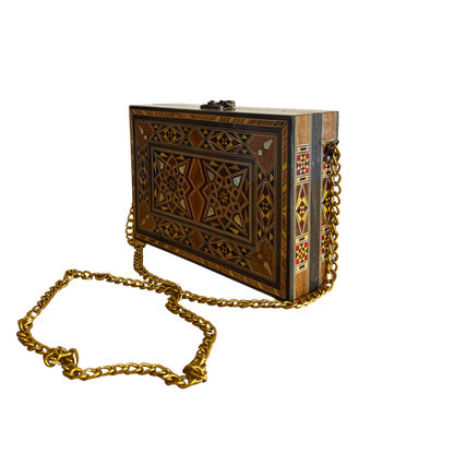 حقيبة يد موزاييك دمشقية مطعّمة بالصدف – أناقة شرقية فاخرة