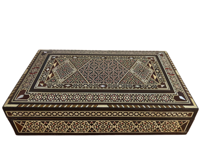 صندوق مجوهرات دمشقي قديم 1970 – كنز خشبي مصنوع يدويًا