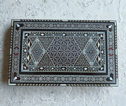 صندوق مجوهرات دمشقي قديم 1970 – كنز خشبي مصنوع يدويًا