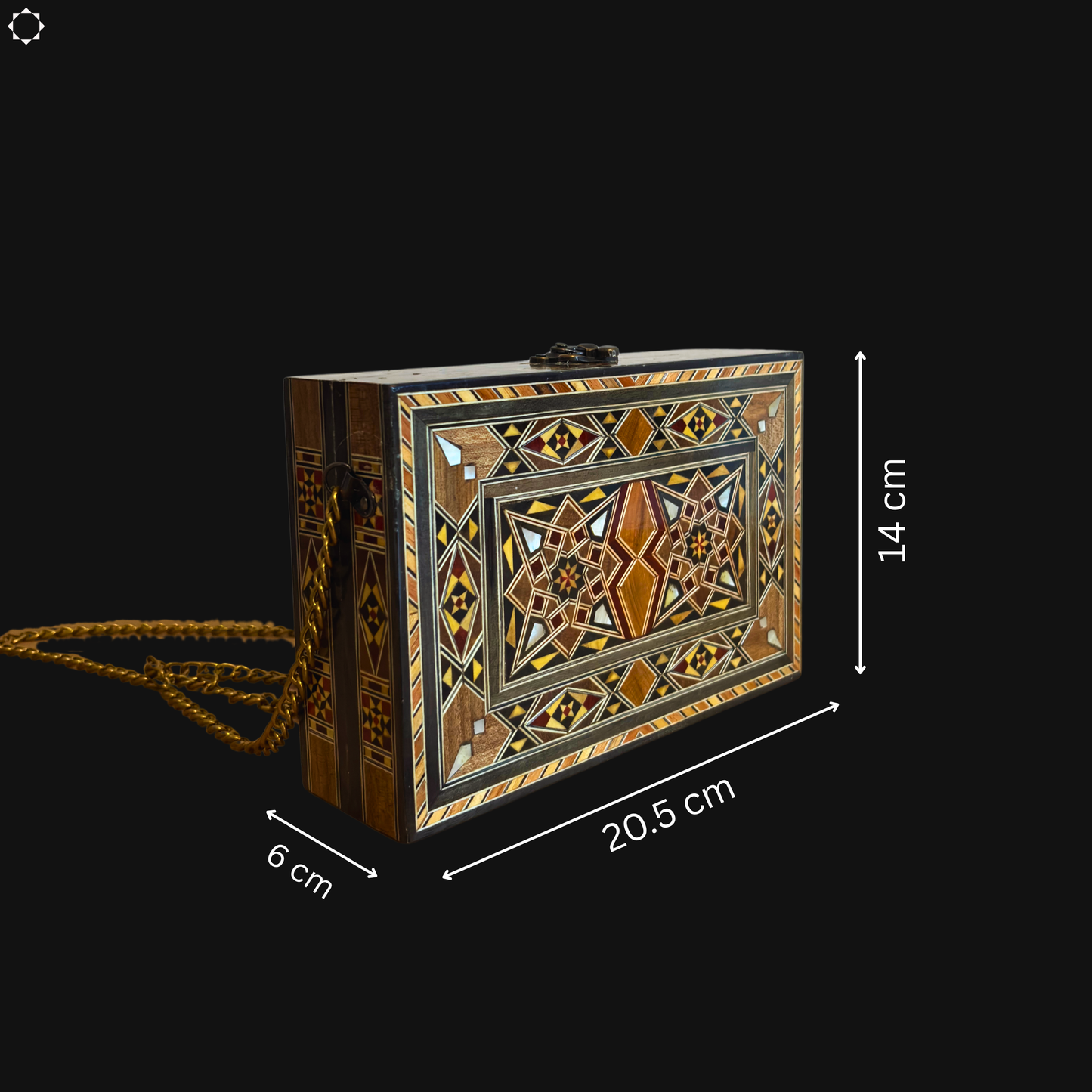 حقيبة يد موزاييك دمشقية مطعّمة بالصدف – أناقة شرقية فاخرة