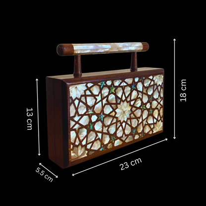 Falak – Clutch Damascena di Lusso con Madreperla e Interno in Broccato