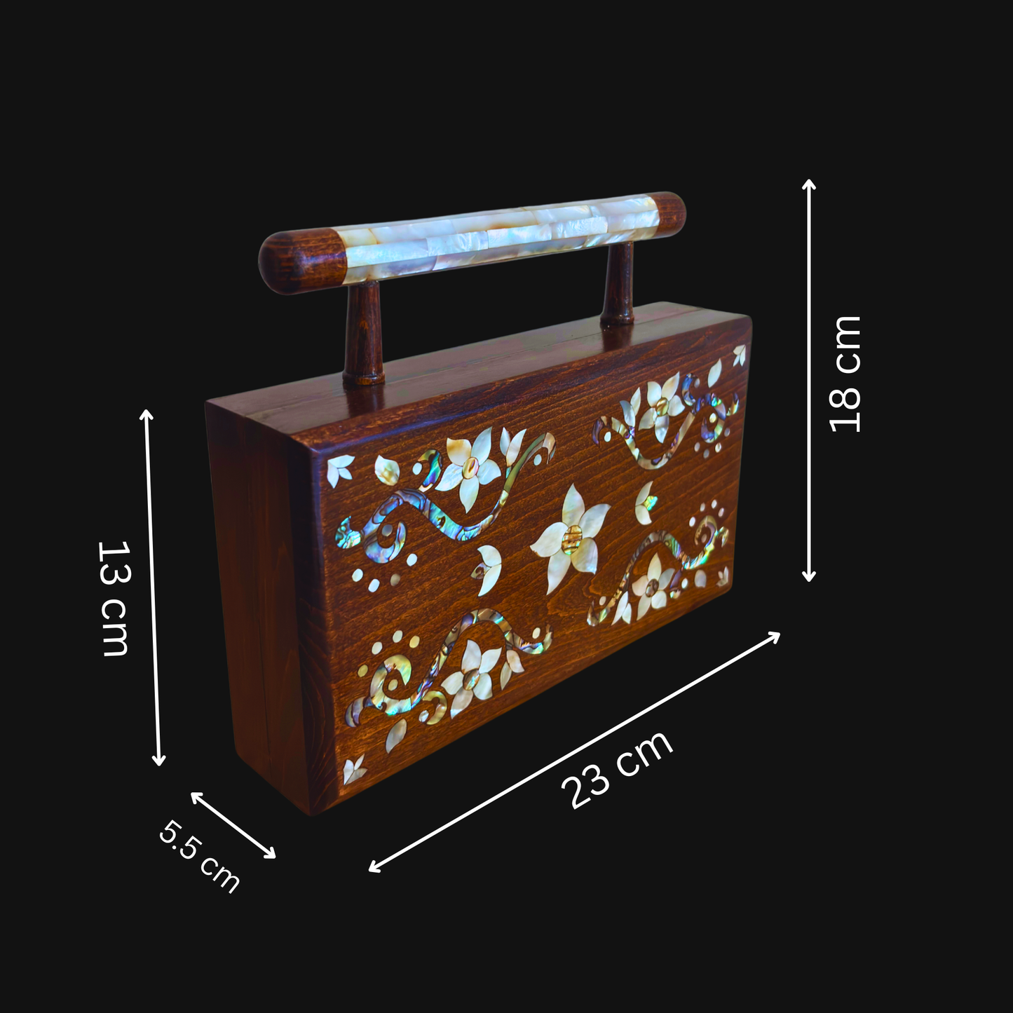 شام – حقيبة يد دمشقية فاخرة مطعّمة بالصدف وبطانة بروكار