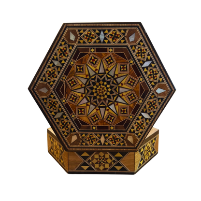 صندوق موزاييك دمشقي فاخر – صدف ومخمل راقٍ