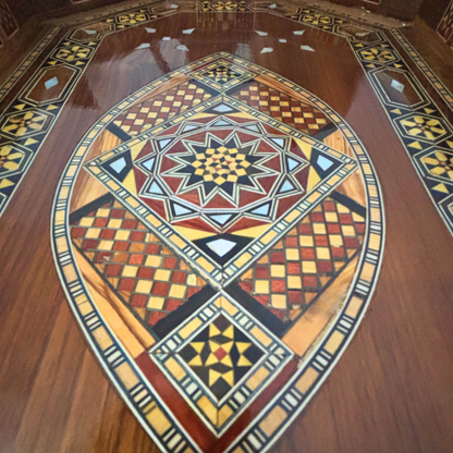 صينية خشبية موزاييك دمشقية – مطعمة بالصدف وإنهاء جوزي فاخر