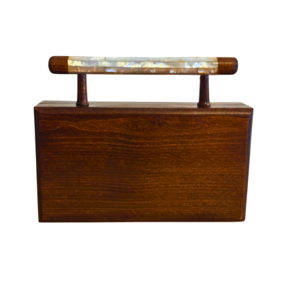 Zenobia – İnci Kakmalı & Brokar Astarı ile Lüks Dimaşk Mozaik Ahşap Clutch Çanta