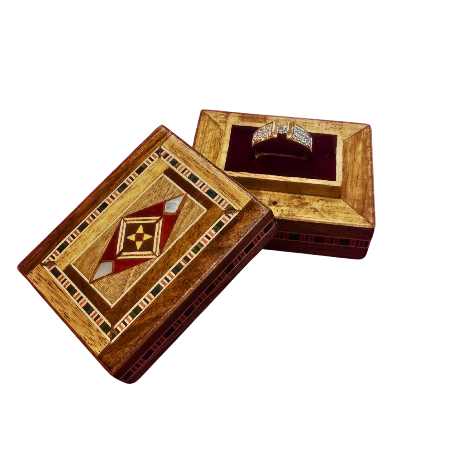 Ręcznie Wykonana Mozaikowa Pudełeczko na Pierścionek z Damaszku