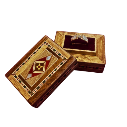 Ręcznie Wykonana Mozaikowa Pudełeczko na Pierścionek z Damaszku