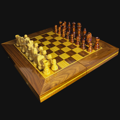 Handgemaakte Damasceense Schaak- en Backgammontafel van Gaby Al Dayeh – Klassiek Mozaïekontwerp