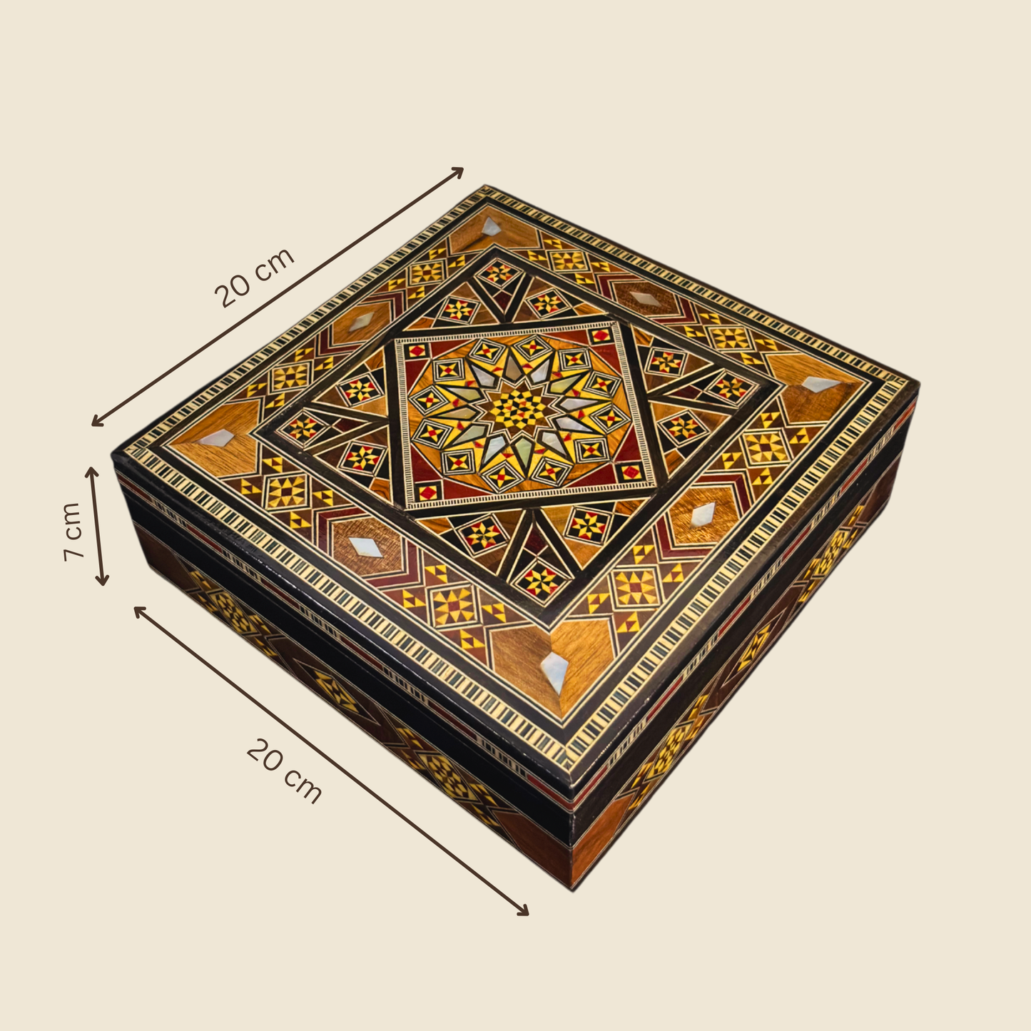 Scatola Artigianale in Mosaico Damasceno – Madreperla e Velluto