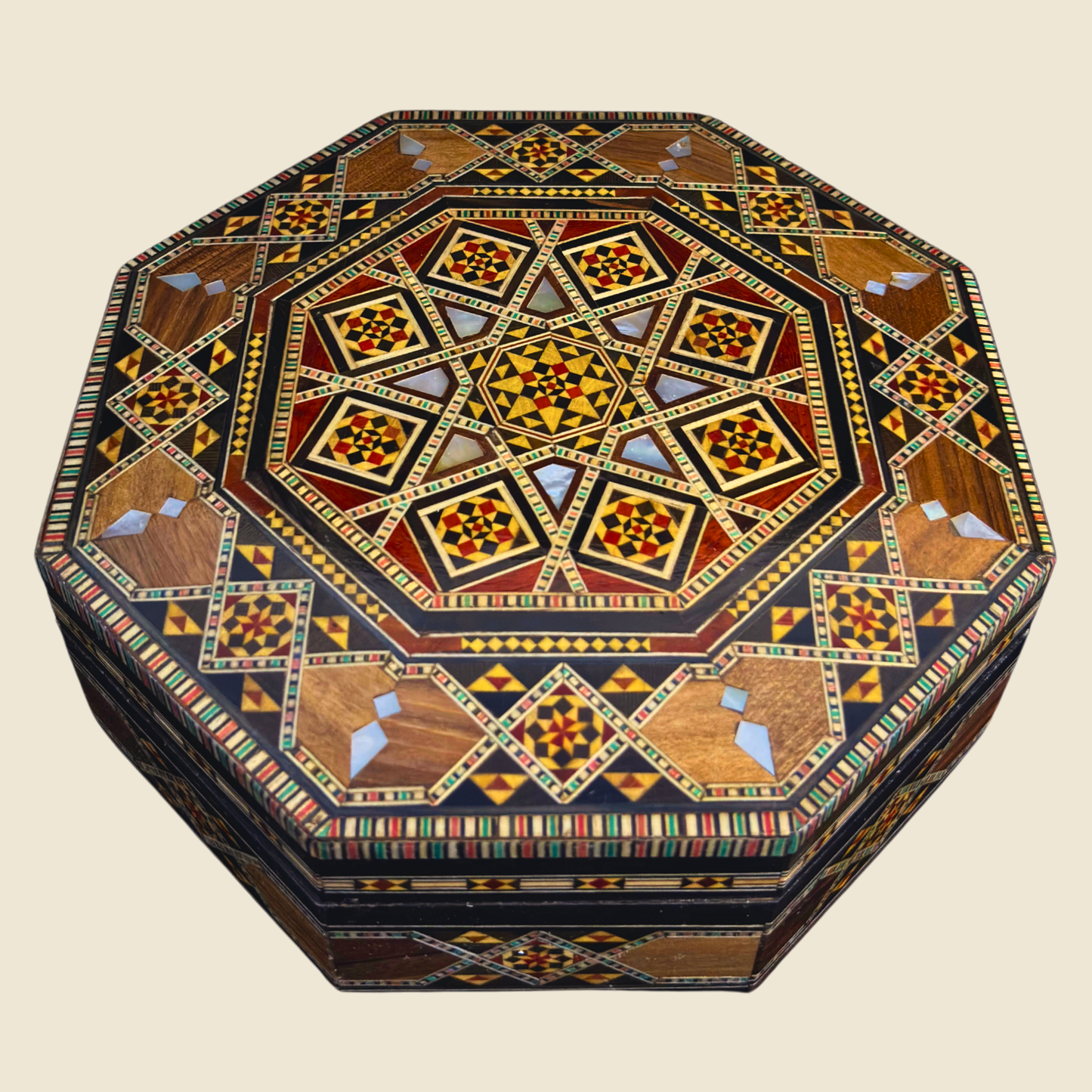 Scatola Artigianale in Mosaico Damasceno – Madreperla e Velluto