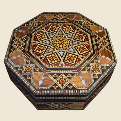 Scatola Artigianale in Mosaico Damasceno – Madreperla e Velluto