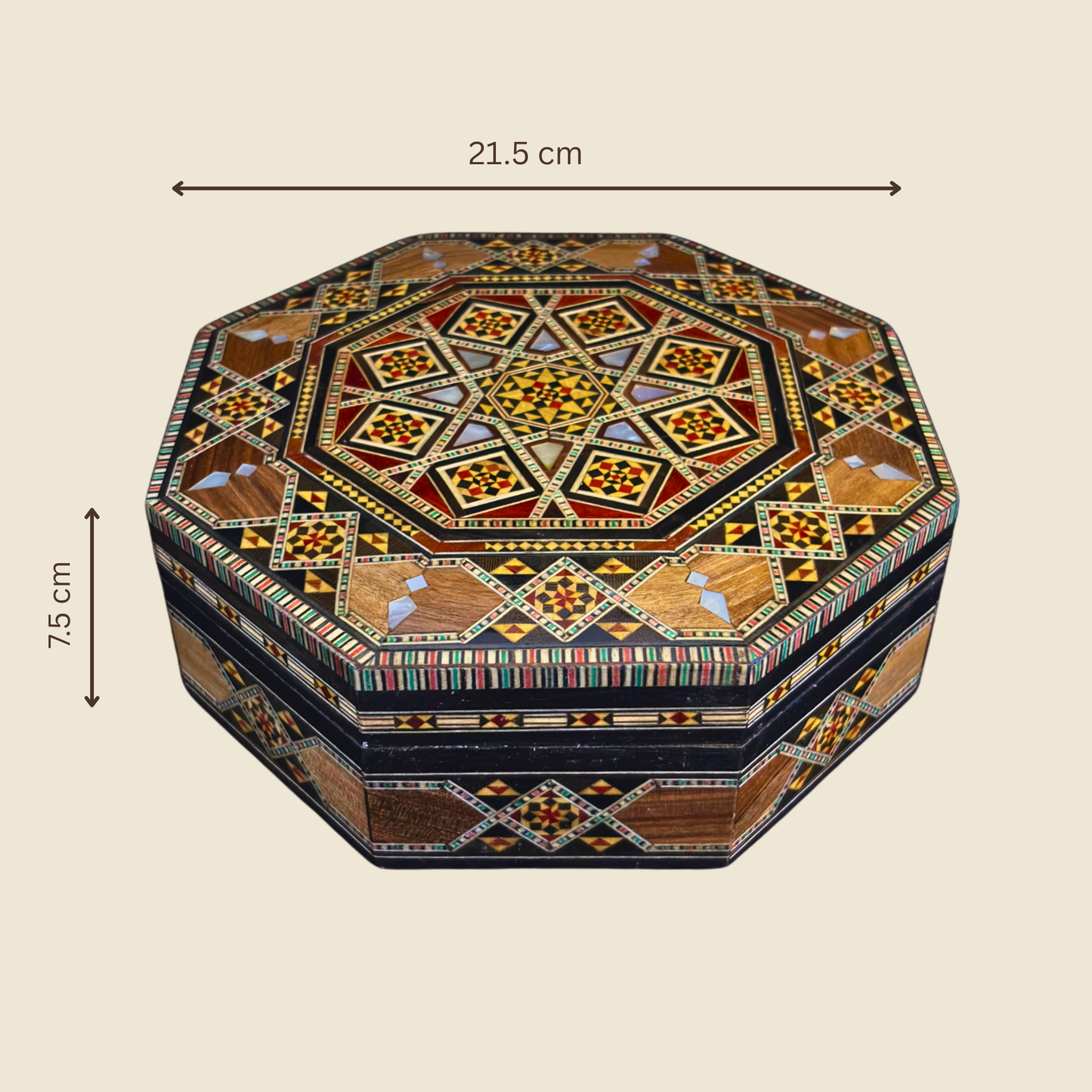 Scatola Artigianale in Mosaico Damasceno – Madreperla e Velluto