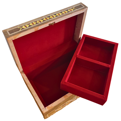 صندوق مجوهرات موزاييك دمشقي مع قفل – تحفة فنية يدوية فاخرة