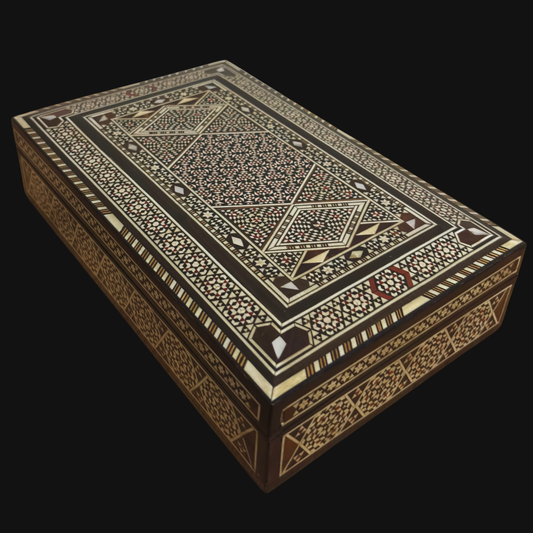 صندوق مجوهرات دمشقي قديم 1970 – كنز خشبي مصنوع يدويًا