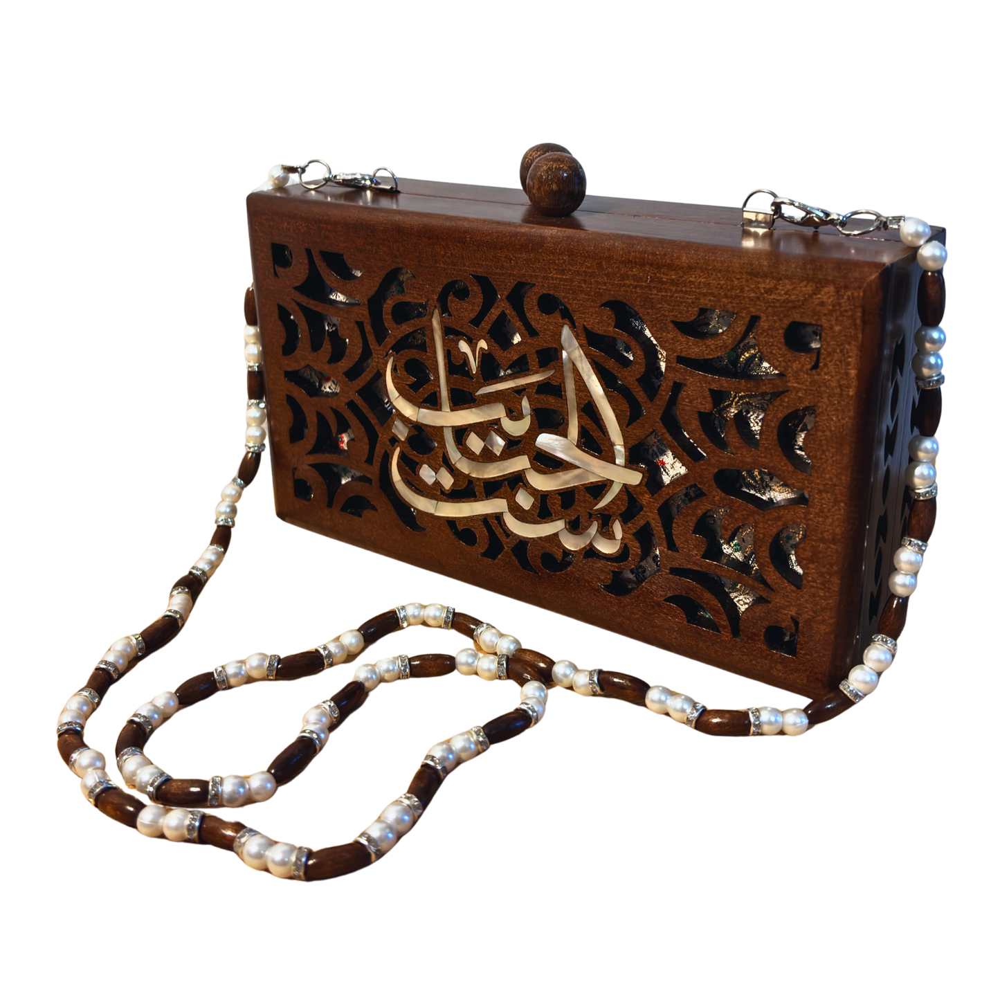 ست الحبايب – حقيبة يد فاخرة مطعّمة بالصدف وبطانة بروكار دمشقية