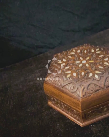 Handcrafted Luxury Carved Box – Mother of Pearl & Velvet Elegance