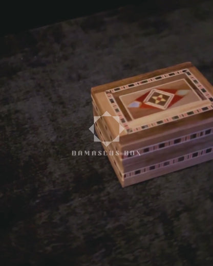 Ręcznie Wykonana Mozaikowa Pudełeczko na Pierścionek z Damaszku